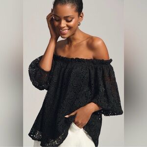 Maeve Black Lace Off-Shoulder Blouse